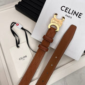 CL TRIOMPHE 25 MM BELT IN ORANGE CALFSKIN GOLD HARDWARE