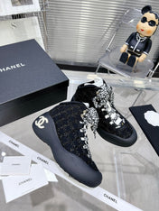 CC CANO ALTO SNEAKER IN BLACK TWEED AND RUBBER