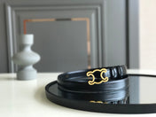 CELINE 25S BELT TRIOMPHE 25MM IN BLACK GLOSSY CALFSKIN 559675