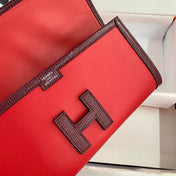 JIGE ELAN 29 CLUTCH IN CANDY RED CALFSKIN WITH WINE RED LIZARD SKIN