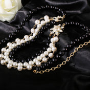 CHANEL 25S CHAIN BELT IN WHITE AND BLACK PEARL 614477