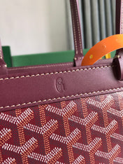 BELLECHASSE BIAUDE PM BAG 36 IN WINE RED GOYARDINE CANVAS AND CALFSKIN TRIM