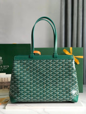 BELLECHASSE BIAUDE PM BAG 36 IN GREEN GOYARDINE CANVAS AND CALFSKIN TRIM