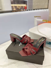 SL TRIBUTE MULES BERRY CALFSKIN