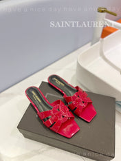 SL TRIBUTE SLIPPERS GLOSSY RED CALFSKIN