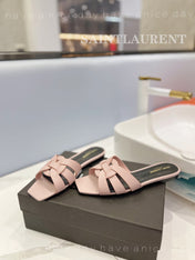 SL TRIBUTE SLIPPERS PINK NUDE CALFSKIN