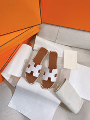 0RAN SANDAL Braided Calfskin WHITE