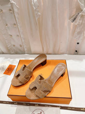 OASIS SANDALS CARAMEL LAMBSKIN ATTACH CRYSTAL