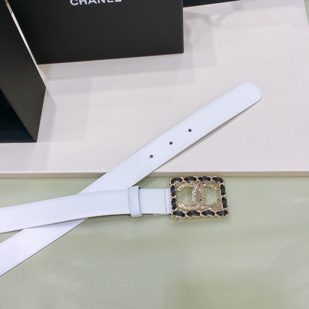 CHANEL 26S BELT 30 MM IN WHITE CALFSKIN 658420