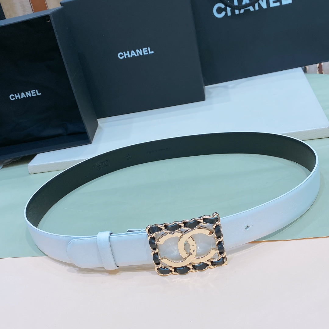 CHANEL 26S BELT 30 MM IN WHITE CALFSKIN 658420