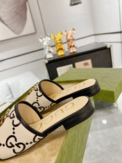 GG EXCLUSIVE SLIDE SANDAL BLACK AND CREAM CALFSKIN