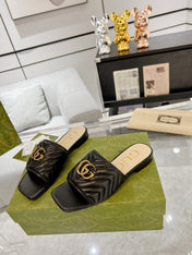 GG EXCLUSIVE SLIDE SANDAL BLACK CALFSKIN