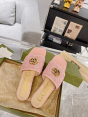 GG EXCLUSIVE SLIDE SANDAL LIGHT PINK FABRIC