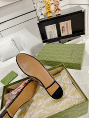 HORSEBIT FLOWER SLIPPER MULE IN DARK BEIGE MONOGRAM JACQUARD FABRIC