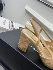 HIGH SLINGBACKS 65 BEIGE CREAM MIX BLACK CALFSKIN