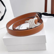 CELINE 26S BELT 25 MM IN BROWN CALFSKIN 672023
