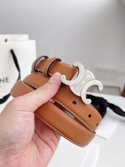 CELINE 26S BELT 25 MM IN BROWN CALFSKIN 672023