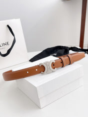 CELINE 26S BELT 25 MM IN BROWN CALFSKIN 672023