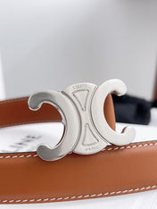 CELINE 26S BELT 25 MM IN BROWN CALFSKIN 672023