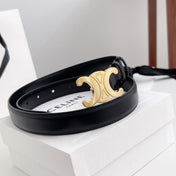 CELINE 26S BELT 25 MM IN BLACK CALFSKIN 672024