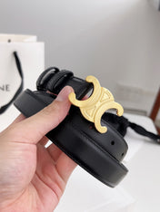 CELINE 26S BELT 25 MM IN BLACK CALFSKIN 672024