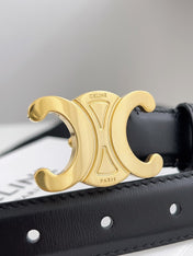 CELINE 26S BELT 25 MM IN BLACK CALFSKIN 672024