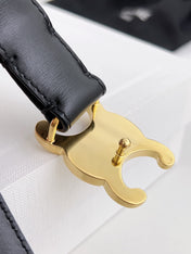 CELINE 26S BELT 25 MM IN BLACK CALFSKIN 672024