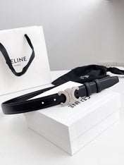 CELINE 26S BELT 25 MM IN BLACK CALFSKIN 672025