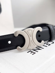 CELINE 26S BELT 25 MM IN BLACK CALFSKIN 672025