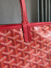 HARDY PM BAG 40 IN RED GOYARDINE CANVAS AND TAURILLON LEATHER TRIM
