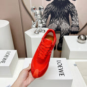 FLOW RUNNER SNEAKER IN RUBY RED SUEDE AND SHEEPSKIN
