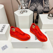 FLOW RUNNER SNEAKER IN RUBY RED SUEDE AND SHEEPSKIN