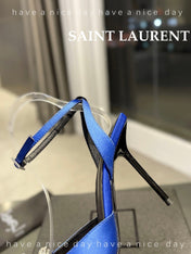 SL AYERS CRYSTAL SANDAL COBALT SATIN