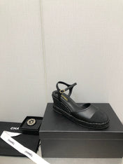 MARY JANE WEDGE BLACK LAMBSKIN