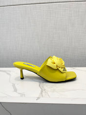 PRA FLOWER POINTED HEELS 55 LEMON CALFSKIN