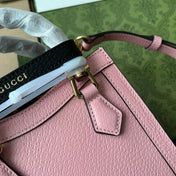 DIANA TOTE BAG 19 IN PINK LAMBSKIN WITH BAMBOO HANDLE