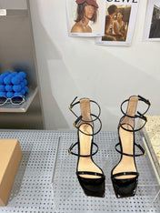 GIANVITO ROSSI 26S SQUARE-TOE HIGH-HEEL SANDALS 105 MM IN BLACK PATENT CALFSKIN