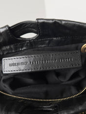 CRUSH SMALL TOTE BAG 26 IN BLACK CRUSHED CALFSKIN GOLD HARDWARE