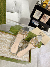 GG CRYSTAL MID - HEEL SILVER CALFSKIN