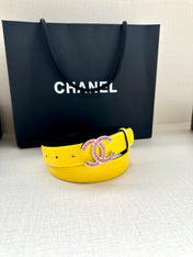 CHANEL 25S BELT 30 MM IN YELLOW CALFSKIN 616967