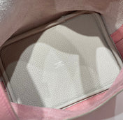 HERMES 25S PICOTIN LOCK 18 IN PINK AND LIGHT GRAY CALFSKIN SILVER HARDWARE