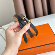 HM GAMMA BUCKLE & REVERSIBLE BRONZE BROWN AND BLACK LEATHER STRAP 13MM GOLD HARDWARE
