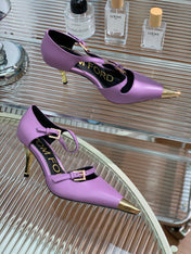 MARY JANE PUMP 7 CM IN IRIS PURPLE CALFSKIN