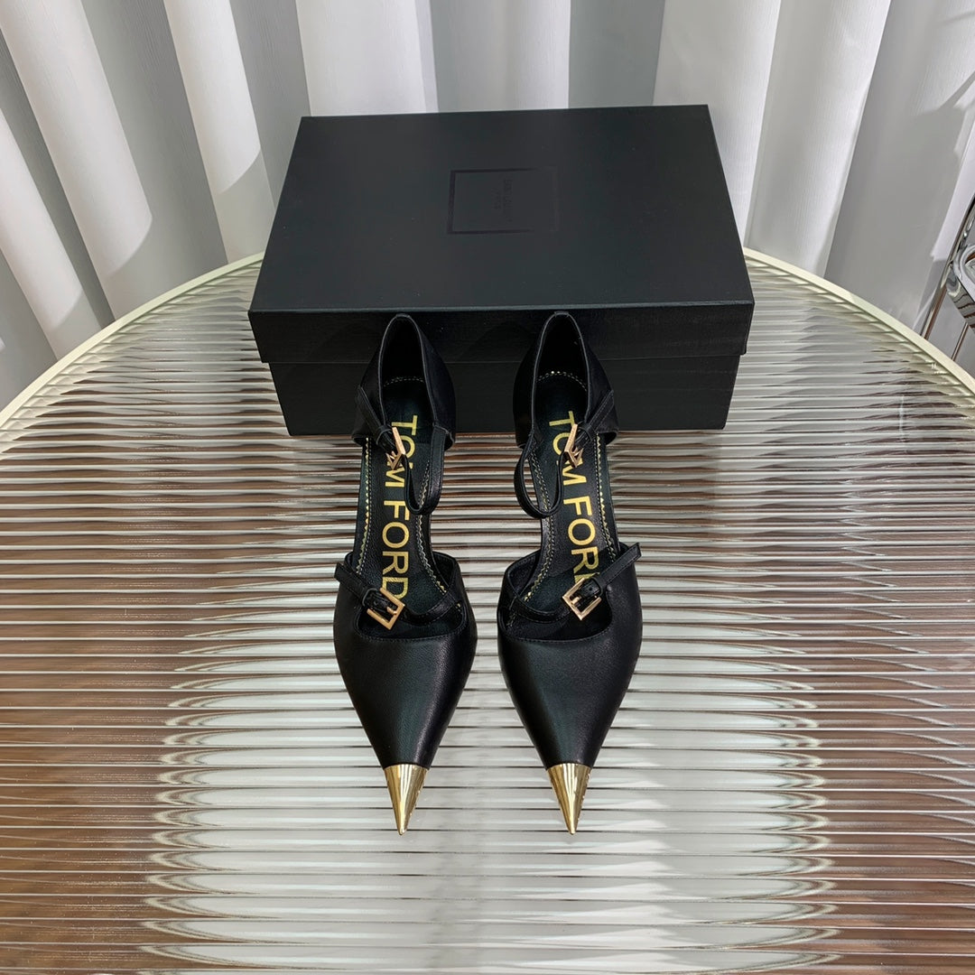 MARY JANE PUMP 7 CM IN BLACK CALFSKIN