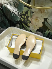 FENDI BAGUETTE SLIDES IN COFFEE BROWN LAMBSKIN