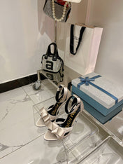 HIGH HEELS 11 CM IN GRAY PASTEL PURE SILK AND LAMBSKIN