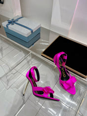 HIGH HEELS 11 CM IN BRIGHT PINK PURE SILK AND LAMBSKIN