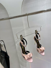 HIGH HEELS 11 CM IN PEACH PINK PURE SILK AND LAMBSKIN