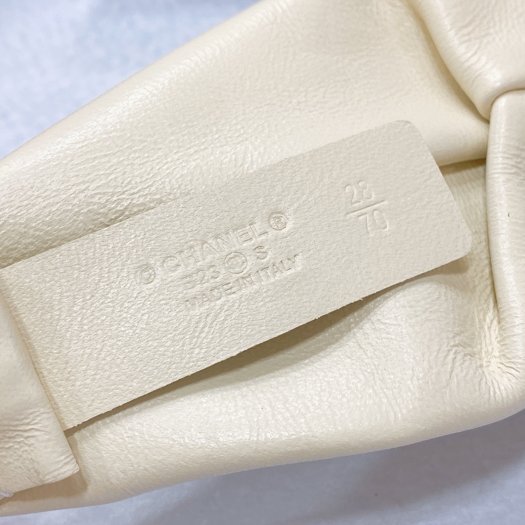 CHANEL 26S BELT 30 MM IN CREAM WHITE LAMBSKIN 662946