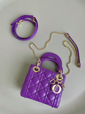 LADY 17 IN VIOLET PURPLE LAMBSKIN WITH CANNAGE PATTERN